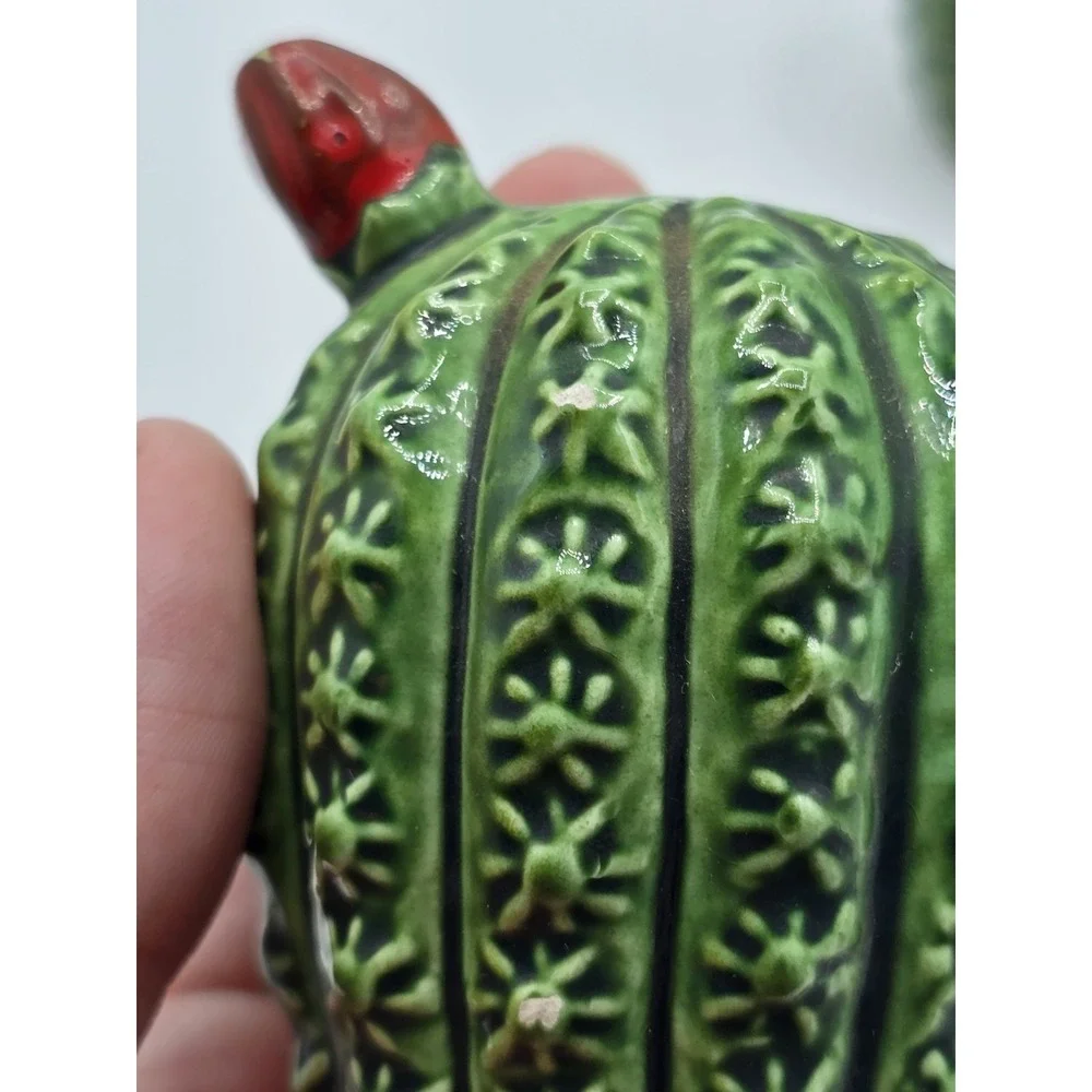 Cactus Salt and Pepper Shaker red flower ceramic vintage southwest‎ 3